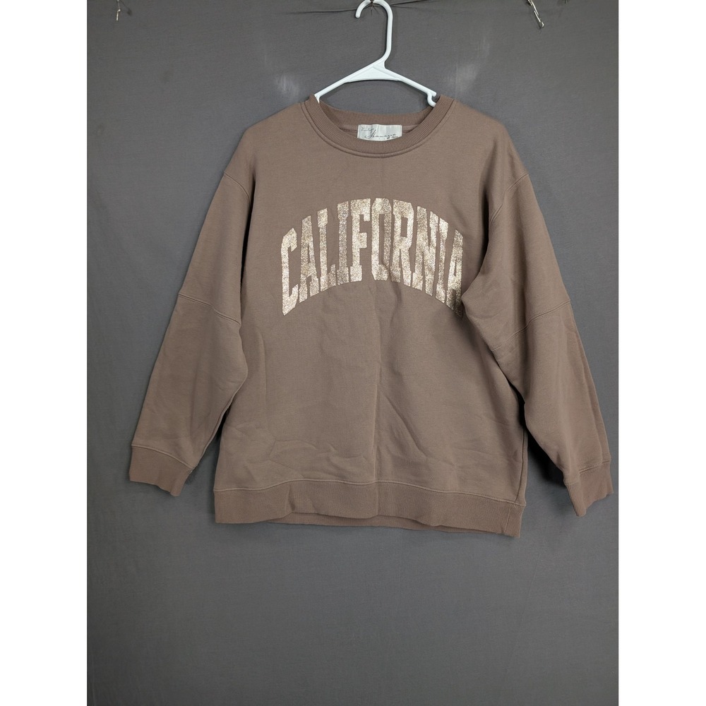 Vintage Havana California Glitter Graphic Sweatshirt B12530 Brown Small
